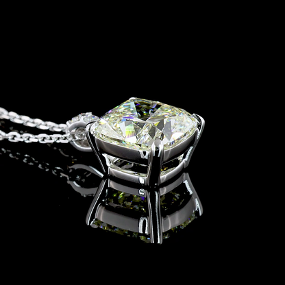 3.09 CTTW Square Antique Cushion Lab Grown Diamond Square Antique Cushion Necklace Pendant (J Color and VS2 Clarity)