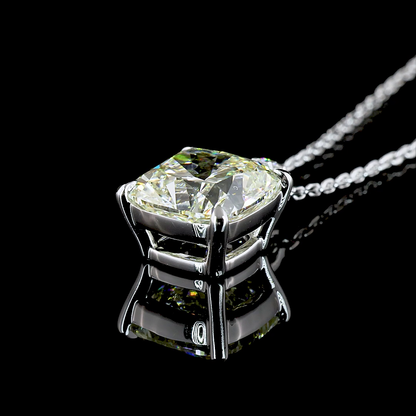 3.09 CTTW Square Antique Cushion Lab Grown Diamond Square Antique Cushion Necklace Pendant (J Color and VS2 Clarity)