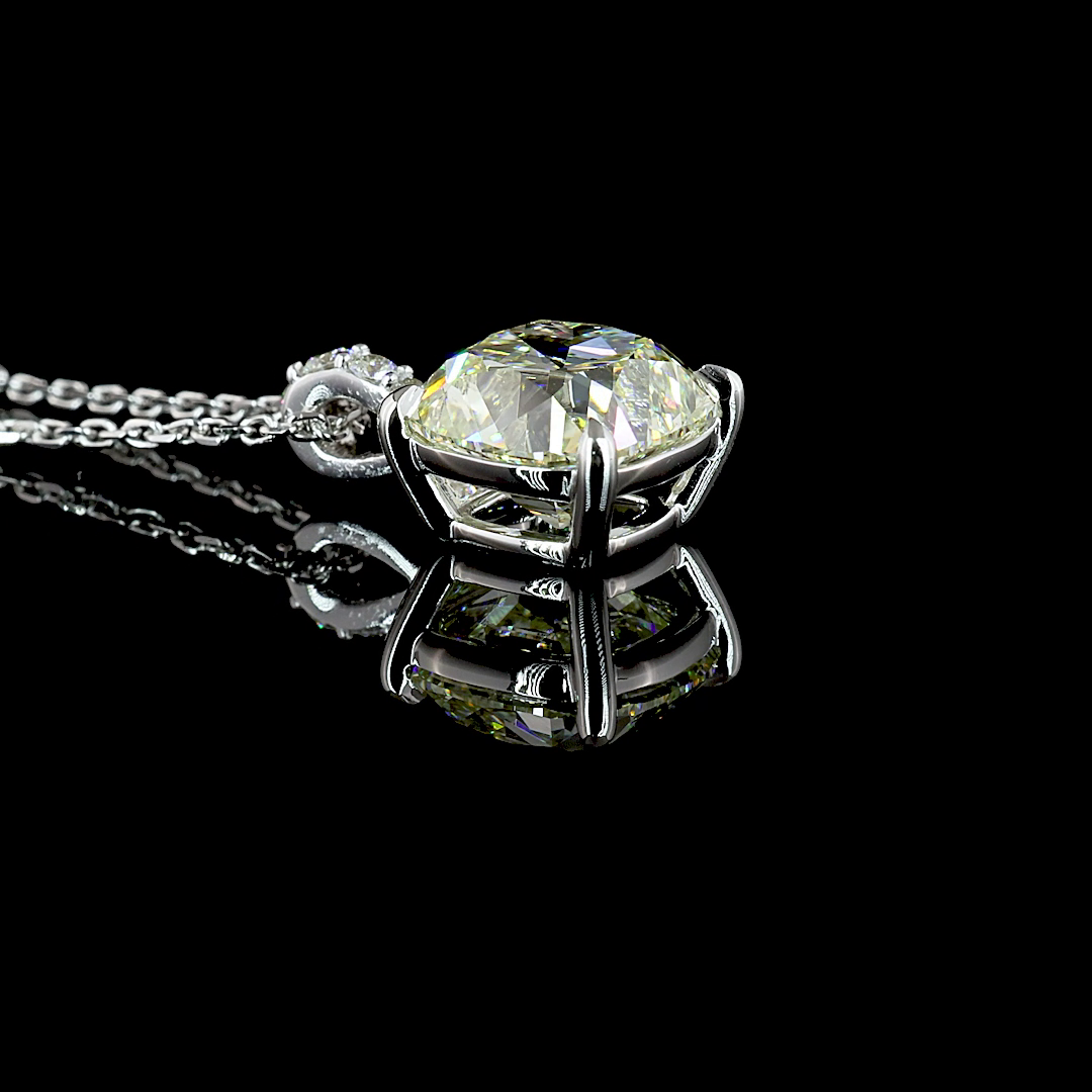 1.71 CTTW Antique Cushion Lab Grown Diamond Antique Cushion Necklace Pendant (I Color and VVS2 Clarity)
