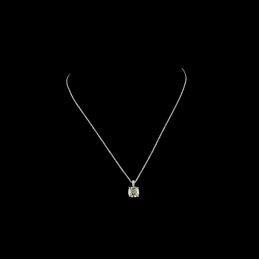 2.09 CTTW Antique Cushion Lab Diamond Antique Cushion Necklace Pendant 18" 14k White Gold I Color and VS1/VVS2 Clarity jewelry-spot-usa