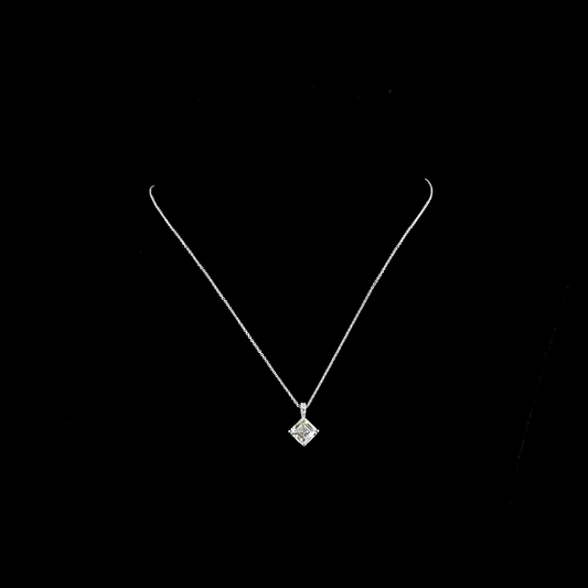 2.78 CTTW Asscher Lab Diamond Asscher Necklace Pendant 18" 14k White Gold I Color and VS1 Clarity jewelry-spot-usa