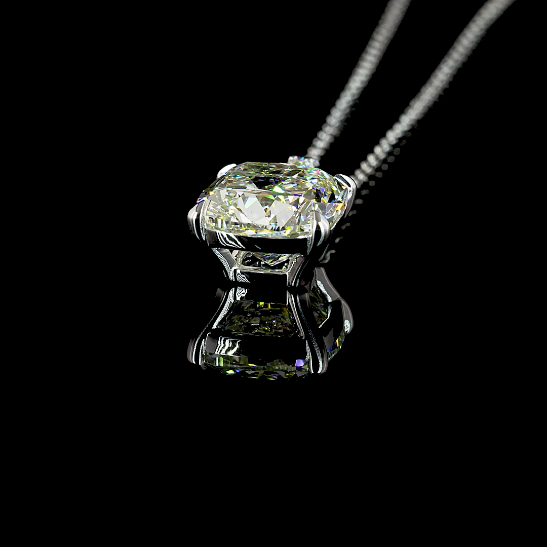 3.09 CTTW Cushion Brilliant Lab Grown Diamond Cushion Brilliant Necklace Pendant (I Color and VS2 Clarity)