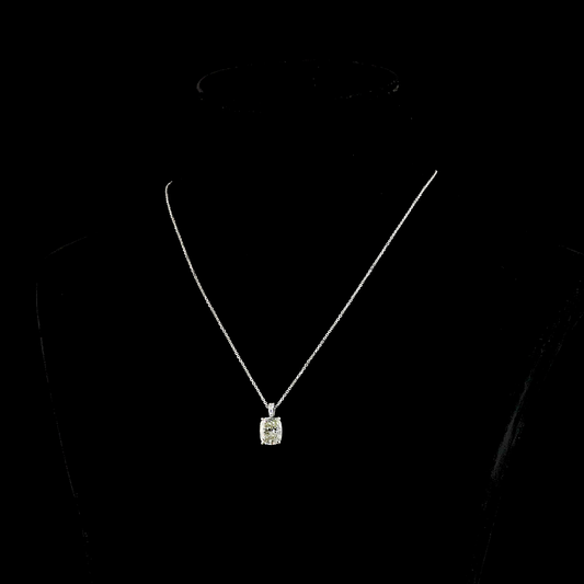 3.19 CTTW Cushion Brilliant Lab Grown Diamond Cushion Brilliant Necklace Pendant (I Color and VS2 Clarity)
