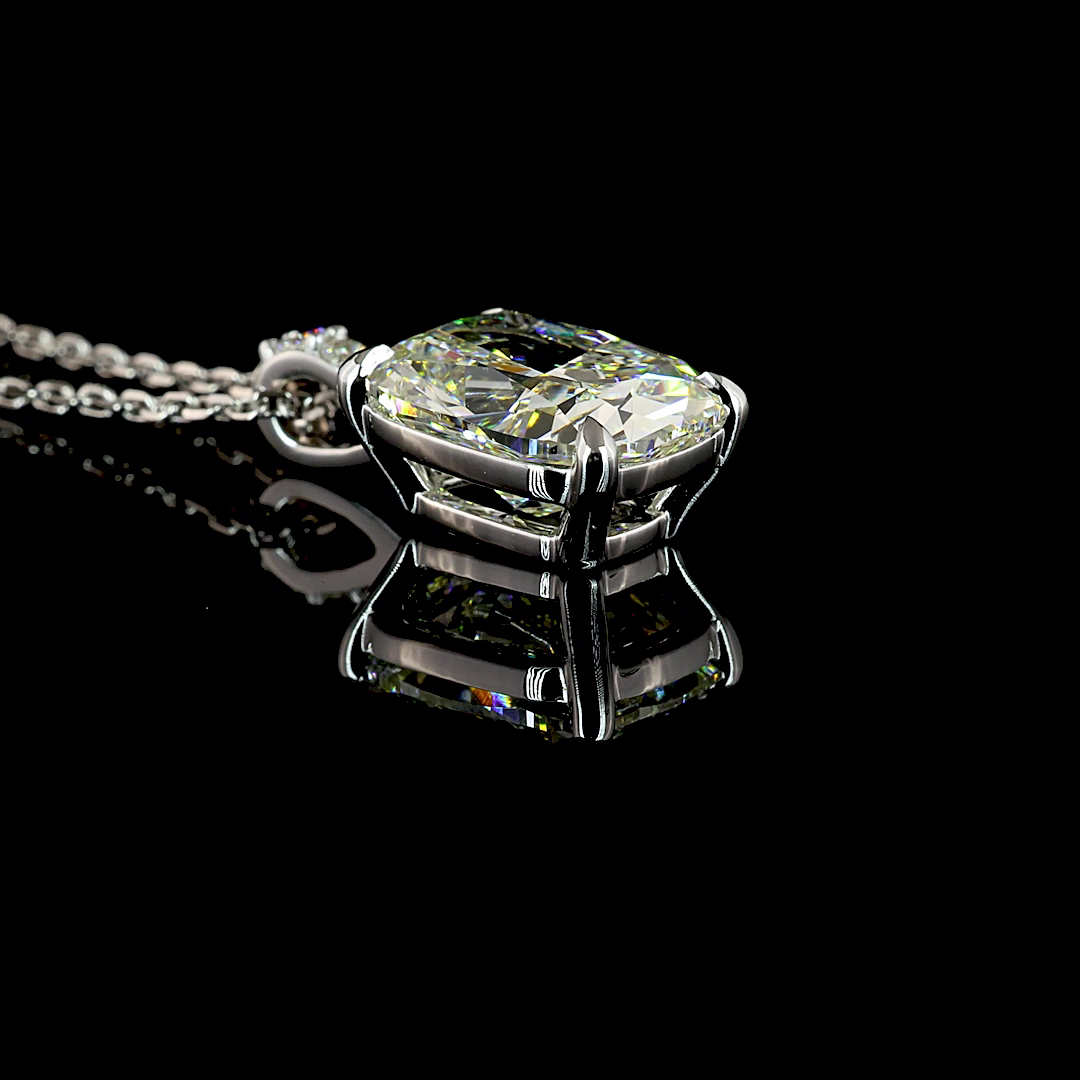 3.19 CTTW Cushion Brilliant Lab Grown Diamond Cushion Brilliant Necklace Pendant (I Color and VS2 Clarity)