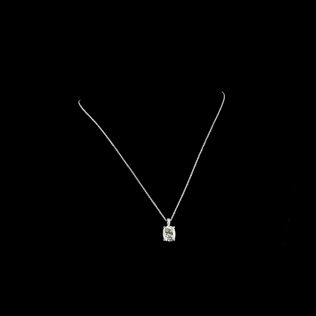 3.59 CTTW Cushion Brilliant Lab Grown Diamond Cushion Brilliant Necklace Pendant (I Color and VS2 Clarity)