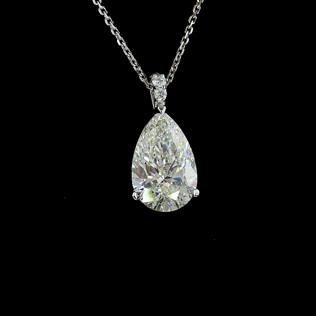 3.40 CTTW Pear Lab Diamond Pear Necklace Pendant 18" 14k White Gold I Color and VS1 Clarity jewelry-spot-usa