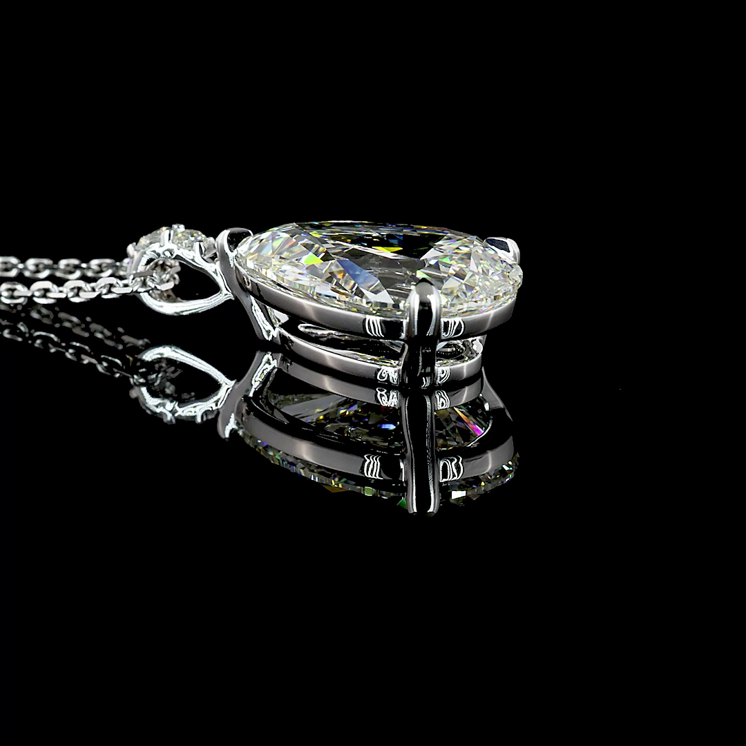 3.40 CTTW Pear Lab Diamond Pear Necklace Pendant 18" 14k White Gold I Color and VS1 Clarity jewelry-spot-usa