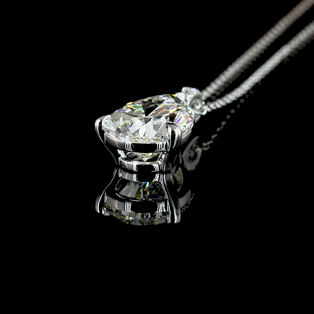 3.40 CTTW Pear Lab Diamond Pear Necklace Pendant 18" 14k White Gold I Color and VS1 Clarity jewelry-spot-usa
