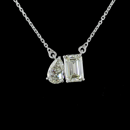 1.68 CTTW MIX Lab Diamond MIX Necklace Pendant 18" 14k White Gold I Color and VS1 Clarity jewelry-spot-usa