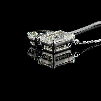 4.57 CTTW Emerald Lab Grown Diamond Toi et Moi Necklace Pendant (I Color and VS2 Clarity)