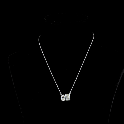 5.78 CTTW Radiant Lab Grown Diamond Toi et Moi Necklace Pendant (I Color and VS2 Clarity)