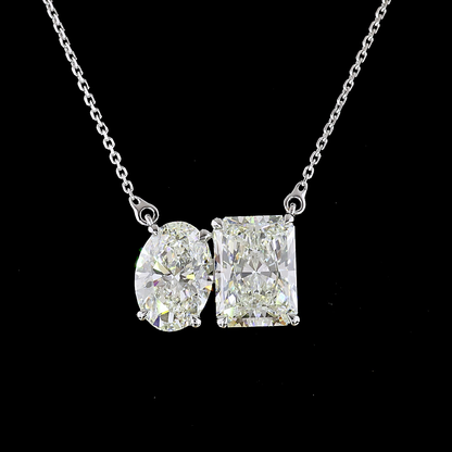 5.78 CTTW Radiant Lab Grown Diamond Toi et Moi Necklace Pendant (I Color and VS2 Clarity)