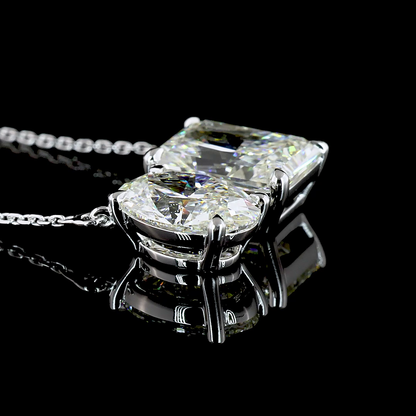 5.78 CTTW Radiant Lab Grown Diamond Toi et Moi Necklace Pendant (I Color and VS2 Clarity)
