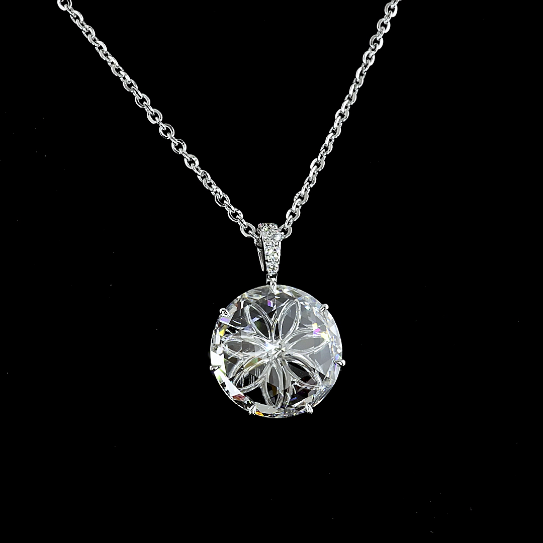 4.79 CTTW Rose Cut Lab Diamond Rose Cut Necklace Pendant (F Color and VS1 Clarity)