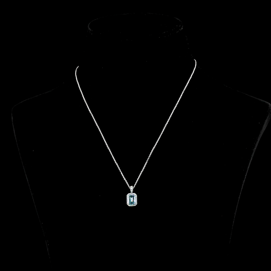 1.73 CTTW Emerald Lab Grown Diamond Halo Necklace Pendant 18" (F Color and VS1 Clarity)