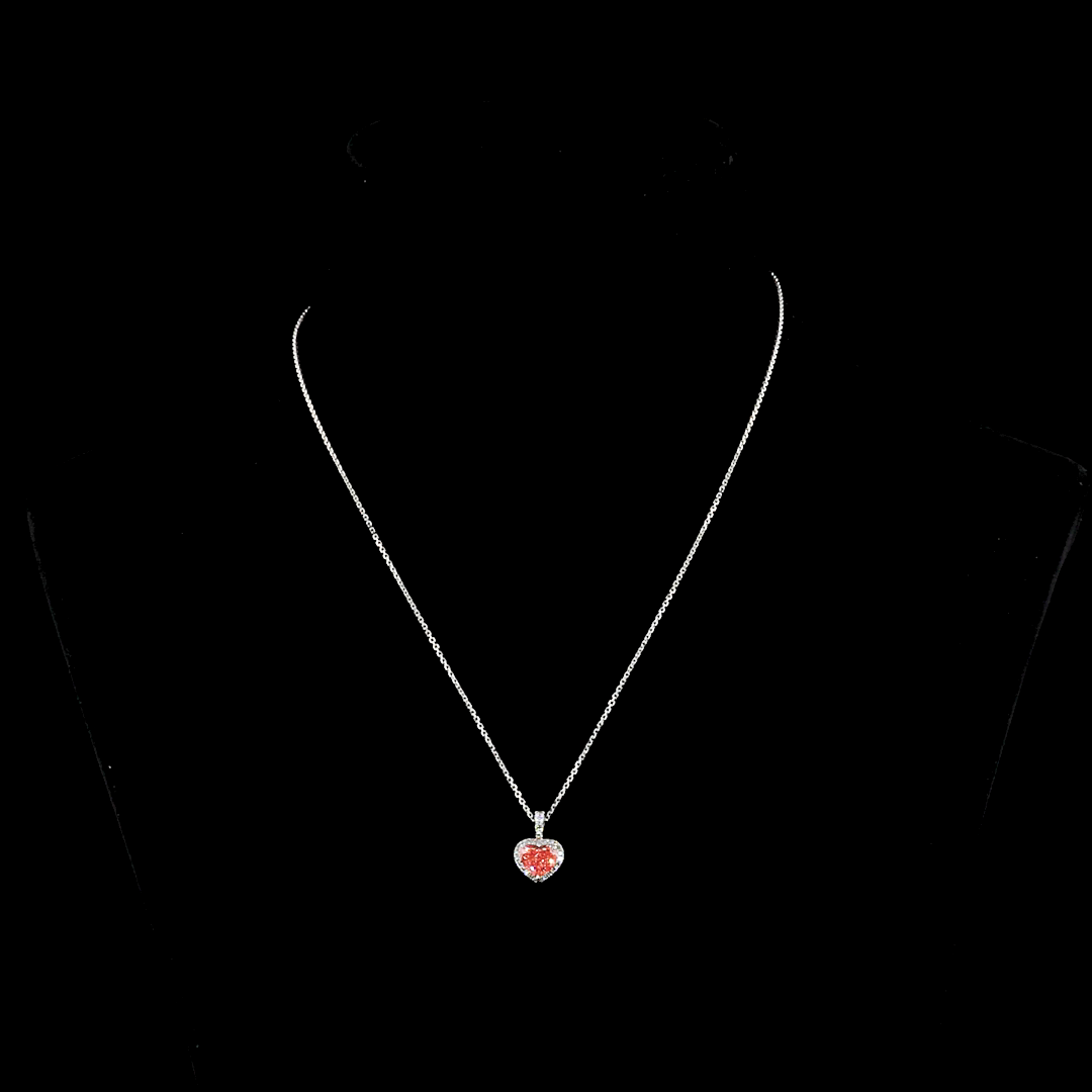 1.58 CTTW Heart Lab Grown Diamond Halo Necklace Pendant 18" (FV.P Color and VVS2 Clarity)