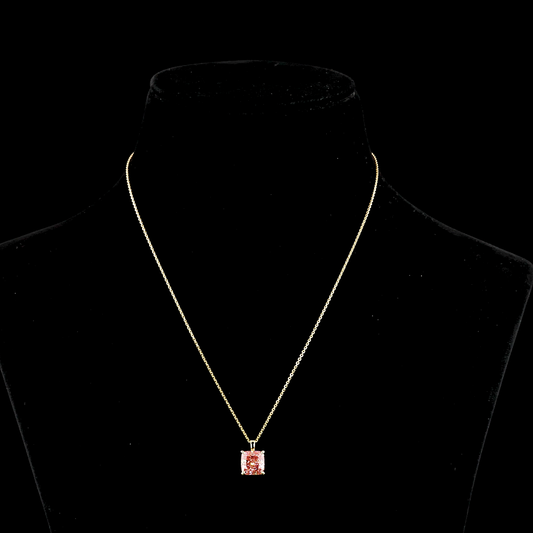 3.56 CT Cushion Brilliant Lab Diamond Solitaire Necklace Pendant (Fancy Vivid Pink Color and VS1 Clarity)