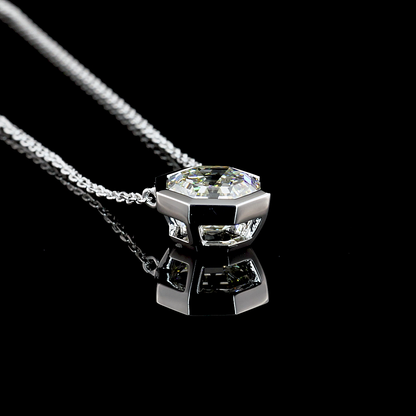 2.23 CT Octagon Lab Diamond Solitaire Necklace Pendant 18" 14k White Gold (F Color and VS1 Clarity)