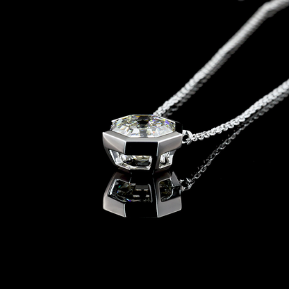 2.23 CT Octagon Lab Diamond Solitaire Necklace Pendant 18" 14k White Gold (F Color and VS1 Clarity)