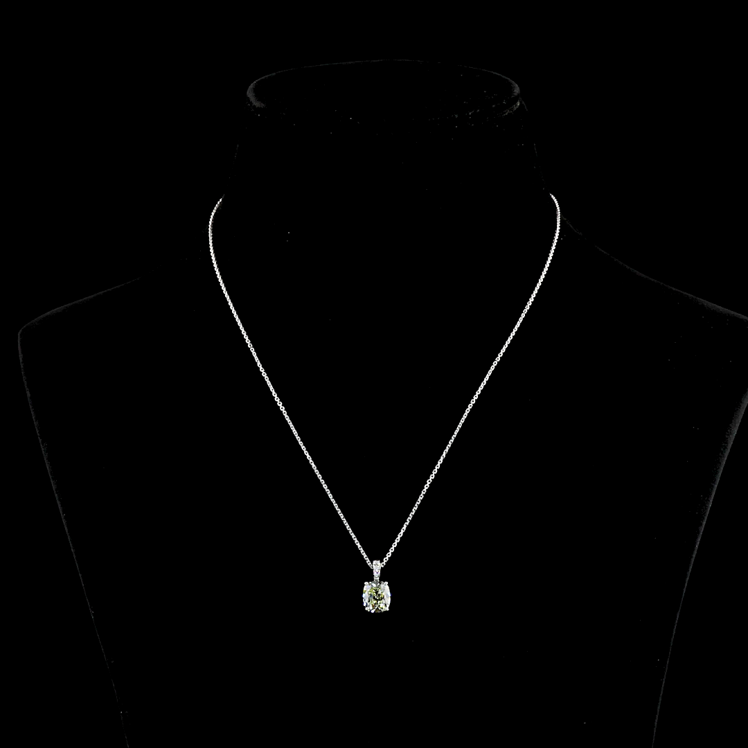 2.12 CTTW Antique Cushion Lab Grown Diamond Antique Cushion Necklace Pendant 18" (J Color and VS2 Clarity)