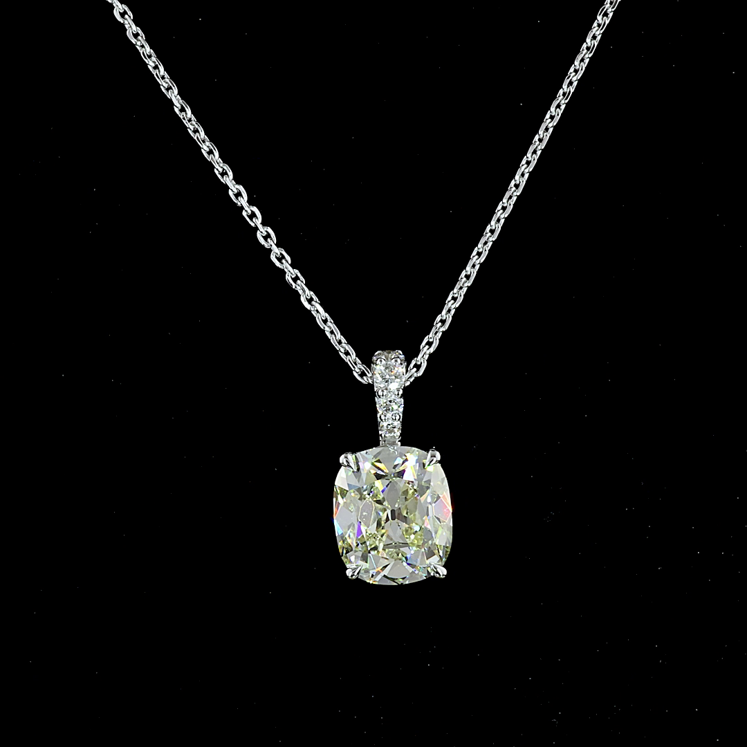 2.12 CTTW Antique Cushion Lab Grown Diamond Antique Cushion Necklace Pendant 18" (J Color and VS2 Clarity)