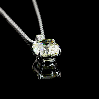 2.12 CTTW Antique Cushion Lab Grown Diamond Antique Cushion Necklace Pendant 18" (J Color and VS2 Clarity)