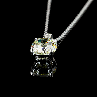 2.12 CTTW Antique Cushion Lab Grown Diamond Antique Cushion Necklace Pendant 18" (J Color and VS2 Clarity)