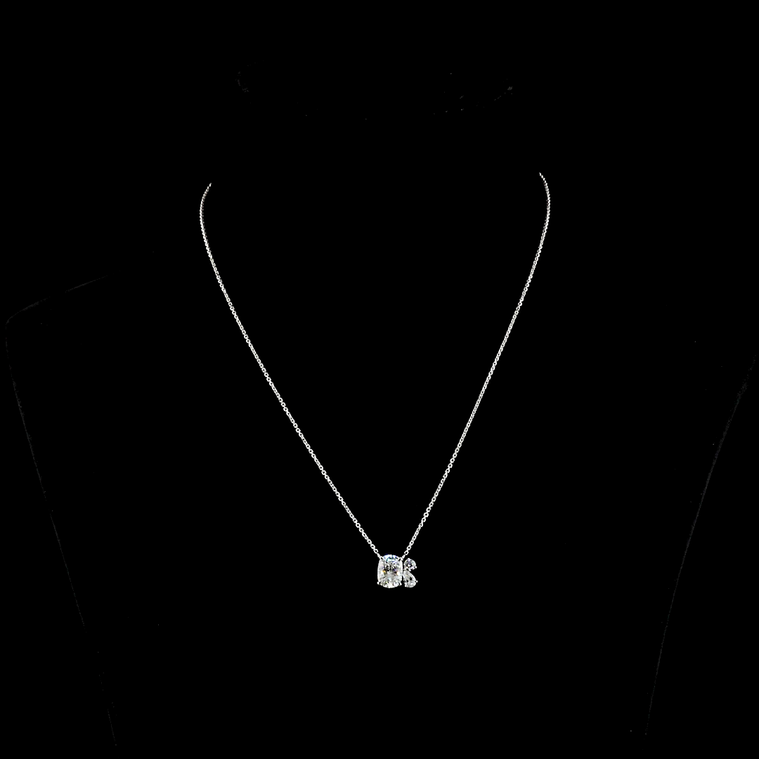 2.12 CTTW Cushion Brilliant Lab Grown Diamond Cushion Brilliant Necklace Pendant 18" (G Color and VS1 Clarity)