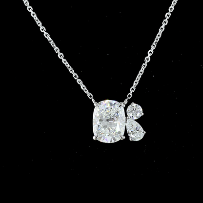 2.12 CTTW Cushion Brilliant Lab Grown Diamond Cushion Brilliant Necklace Pendant 18" (G Color and VS1 Clarity)