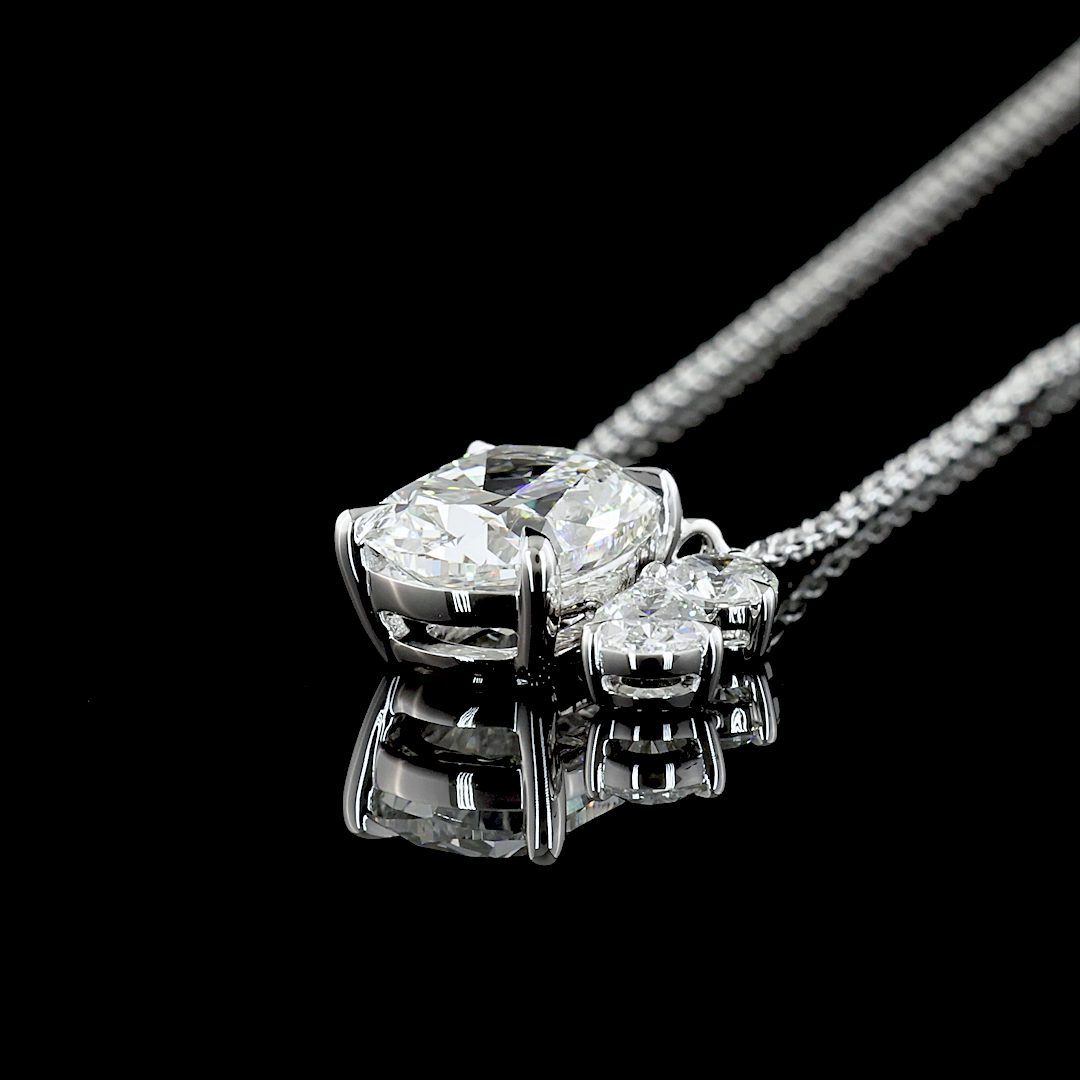 2.12 CTTW Cushion Brilliant Lab Grown Diamond Cushion Brilliant Necklace Pendant 18" (G Color and VS1 Clarity)