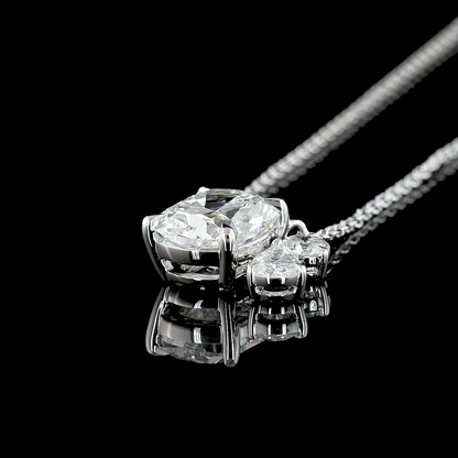 2.12 CTTW Cushion Brilliant Lab Grown Diamond Cushion Brilliant Necklace Pendant 18" (G Color and VS1 Clarity)
