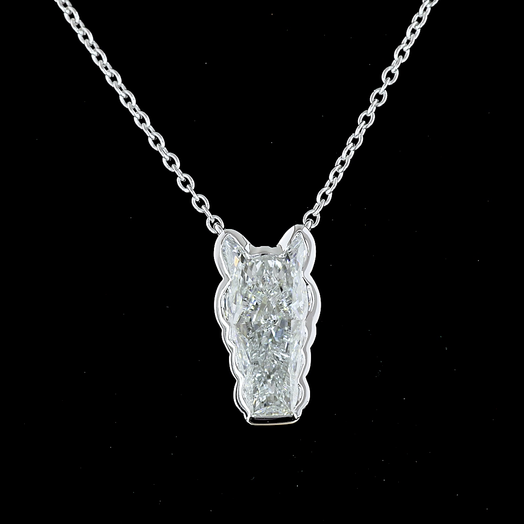 4.10 CT Horse Lab Diamond Symbol Necklace Pendant (E Color and VVS2 Clarity)