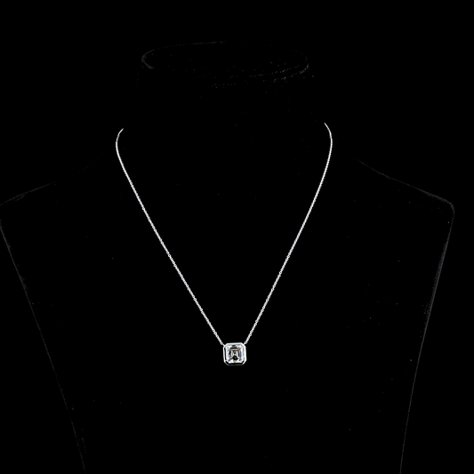 3.06 CT Asscher Lab Grown Diamond Solitaire Necklace Pendant 18" (F Color and VS1 Clarity)