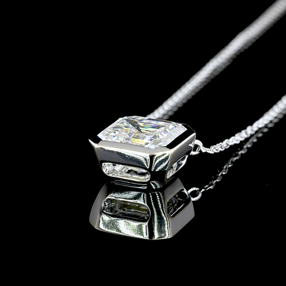 3.06 CT Asscher Lab Grown Diamond Solitaire Necklace Pendant 18" (F Color and VS1 Clarity)