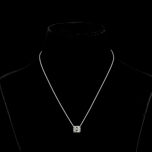 2.26 CT Asscher Lab Diamond Solitaire Necklace Pendant 18" 14k White Gold (H Color and VVS2 Clarity)