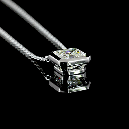 1.31 CT Asscher Lab Diamond Solitaire Necklace Pendant 16.3" 14k White Gold (G Color and VS1/VVS2 Clarity)