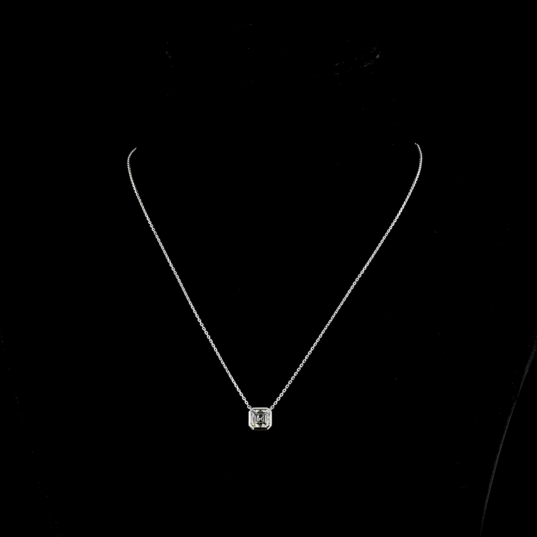 1.31 CT Asscher Lab Diamond Solitaire Necklace Pendant 18" 14k White Gold G Color and VVS2 Clarity jewelry-spot-usa