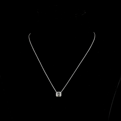 1.31 CT Asscher Lab Diamond Solitaire Necklace Pendant 18" 14k White Gold G Color and VVS2 Clarity jewelry-spot-usa