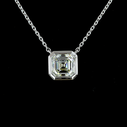 1.31 CT Asscher Lab Diamond Solitaire Necklace Pendant 18" 14k White Gold G Color and VVS2 Clarity jewelry-spot-usa