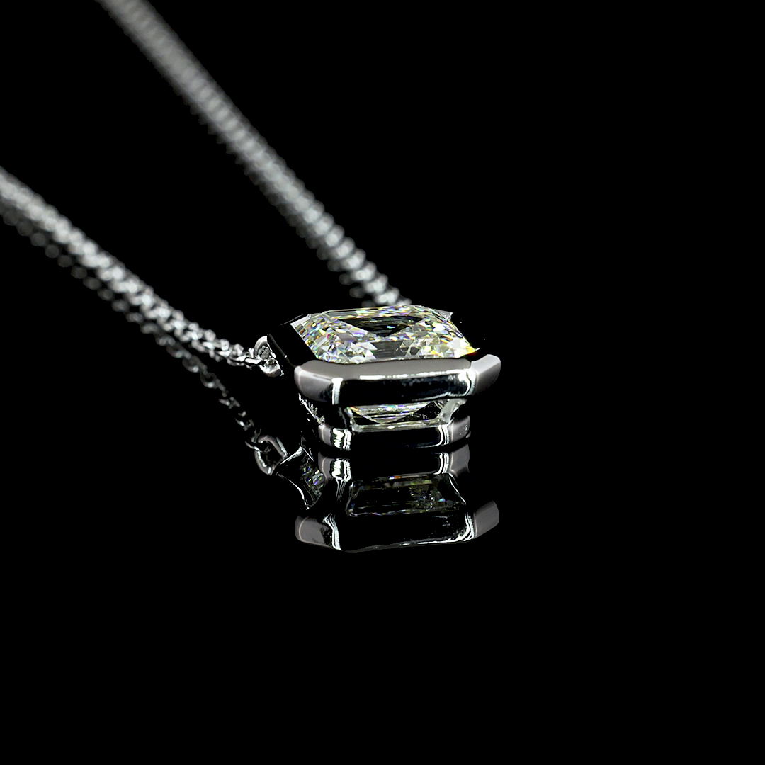 1.31 CT Asscher Lab Diamond Solitaire Necklace Pendant 18" 14k White Gold G Color and VVS2 Clarity jewelry-spot-usa