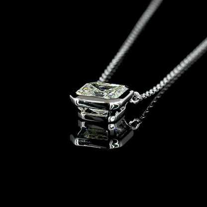 1.31 CT Asscher Lab Diamond Solitaire Necklace Pendant 18" 14k White Gold G Color and VVS2 Clarity jewelry-spot-usa