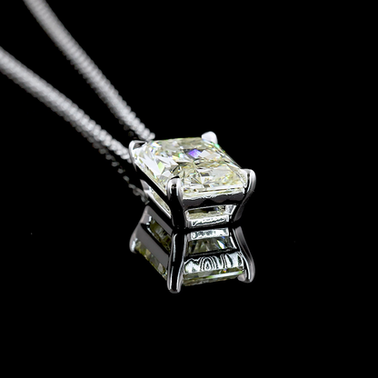 3.03 CT Radiant Lab Grown Diamond Solitaire Necklace Pendant 18" (VS2 Clarity)