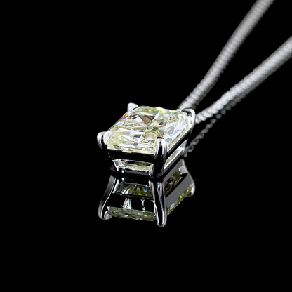 3.03 CT Radiant Lab Grown Diamond Solitaire Necklace Pendant 18" (VS2 Clarity)