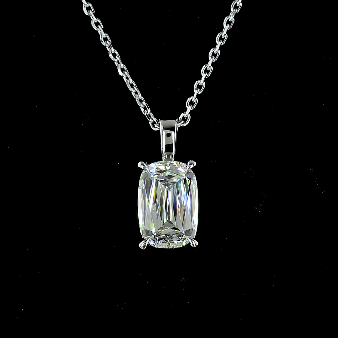 1.61 CT Radiant Lab Diamond Solitaire Necklace Pendant 18" 14k White Gold (G Color and VVS2 Clarity)
