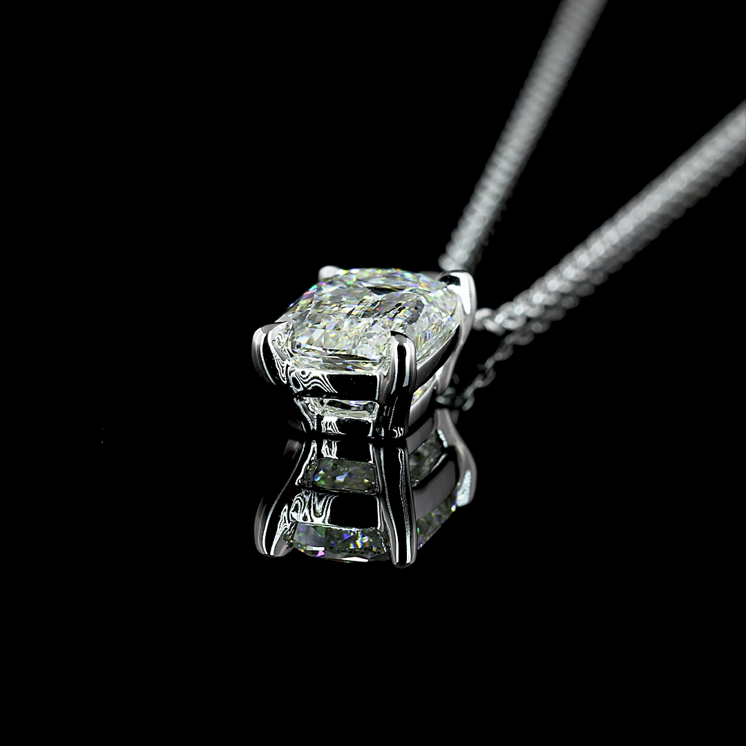 1.61 CT Radiant Lab Diamond Solitaire Necklace Pendant 18" 14k White Gold (G Color and VVS2 Clarity)
