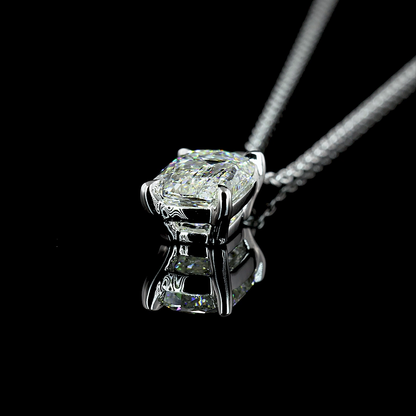 1.61 CT Radiant Lab Diamond Solitaire Necklace Pendant 18" 14k White Gold (G Color and VVS2 Clarity)