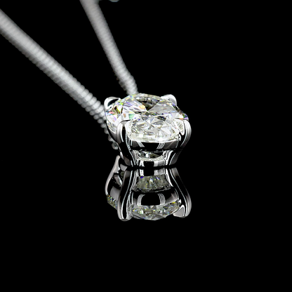 2.90 CT Oval Lab Diamond Solitaire Necklace Pendant 18" 14k White Gold G Color and VVS1 Clarity jewelry-spot-usa