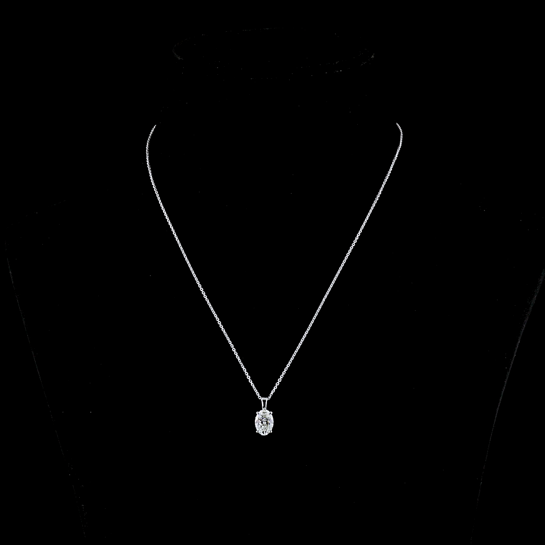14k White Gold Lab Diamond Oval 1.54 CT Solitaire Pendant G VS1 jewelry-spot-usa