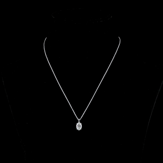 14k White Gold Lab Diamond Oval 1.54 CT Solitaire Pendant G VS1 jewelry-spot-usa