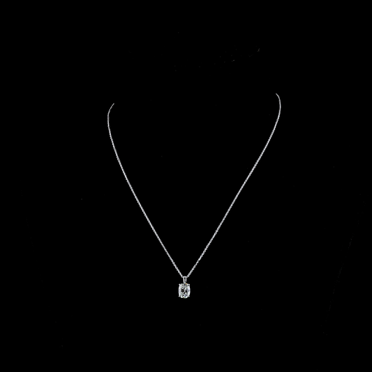 1.58 CT Antique Cushion Lab Diamond Solitaire Necklace Pendant 18" 14k White Gold G Color and VS1 Clarity jewelry-spot-usa